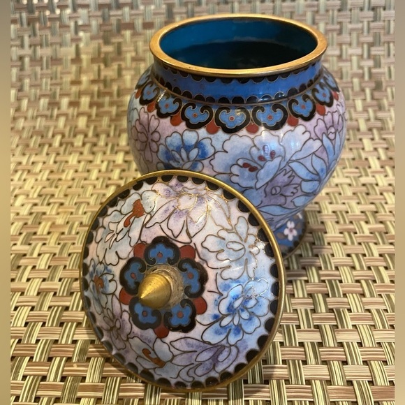 Vintage Cloisonné Trinket box & Ginger Jar Enameled brass, Handmade Chinese Art - Picture 2 of 10